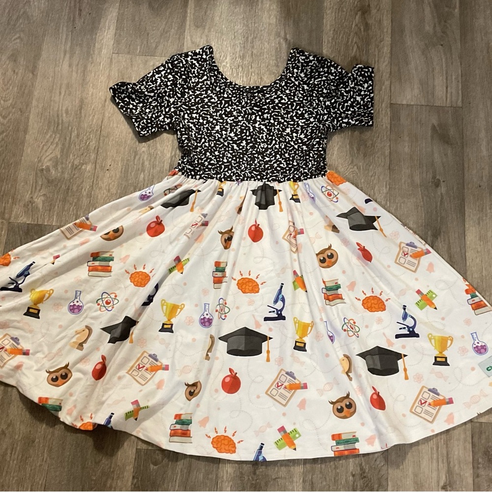 Kids Black and White Patterned Dress